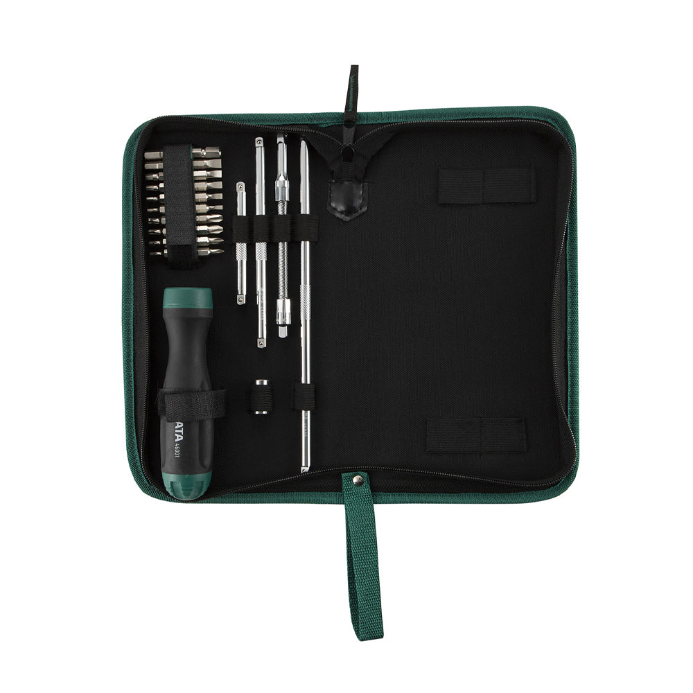 Bộ tua vít, tích hợp tay vặn đảo chiều tự động 26 chi tiết SATA 09343