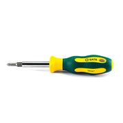 Tua vít đa năng 6 trong 1 SATA 09347 bền bỉ, tay cầm công thái học, thay đổi đầu nhanh chóng.