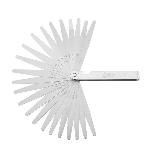 Bộ thước lá 23 chi tiết SATA 09415, dải đo 0.02mm-1mm, thép Mangan, độ chính xác cao, đo khe hở cơ khí, ô tô.