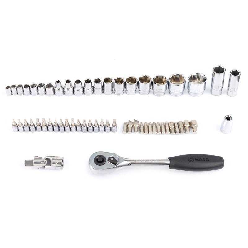 Bộ cờ lê, đầu tuýp kết hợp 76 chi tiết SATA 09519 cốt 1/4 inch và 1/2 inch