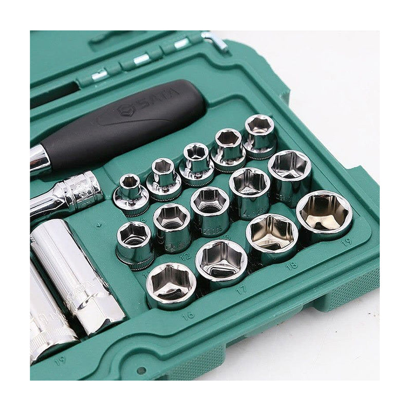 Bộ đầu tuýp kèm cần siết tự động, 22 chi tiết SATA 09524 cốt 3/8 inch