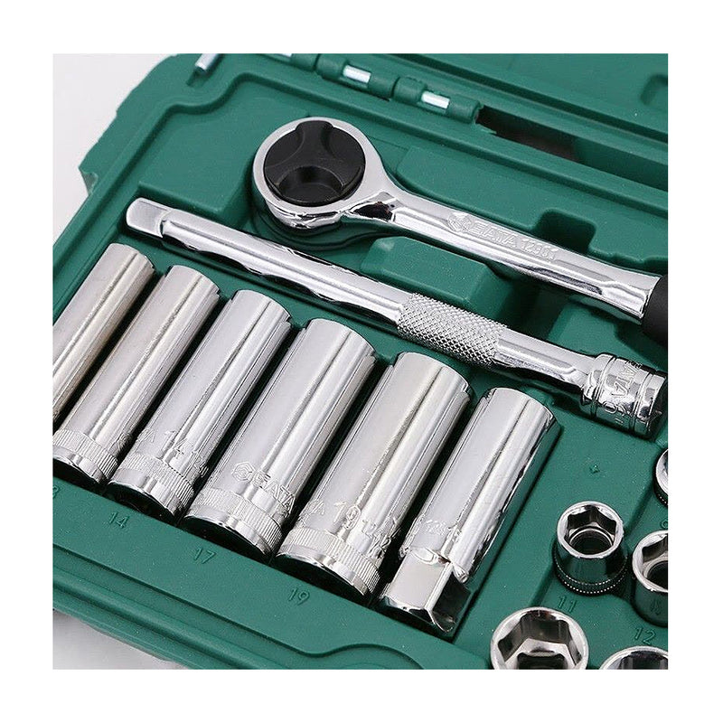 Bộ đầu tuýp kèm cần siết tự động, 22 chi tiết SATA 09524 cốt 3/8 inch
