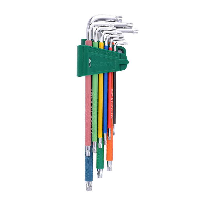Bộ lục giác đầu sao có lỗ, thân dài, có màu nhận diện 9 chi tiết SATA 09702CH kích thước từ T10 - T50