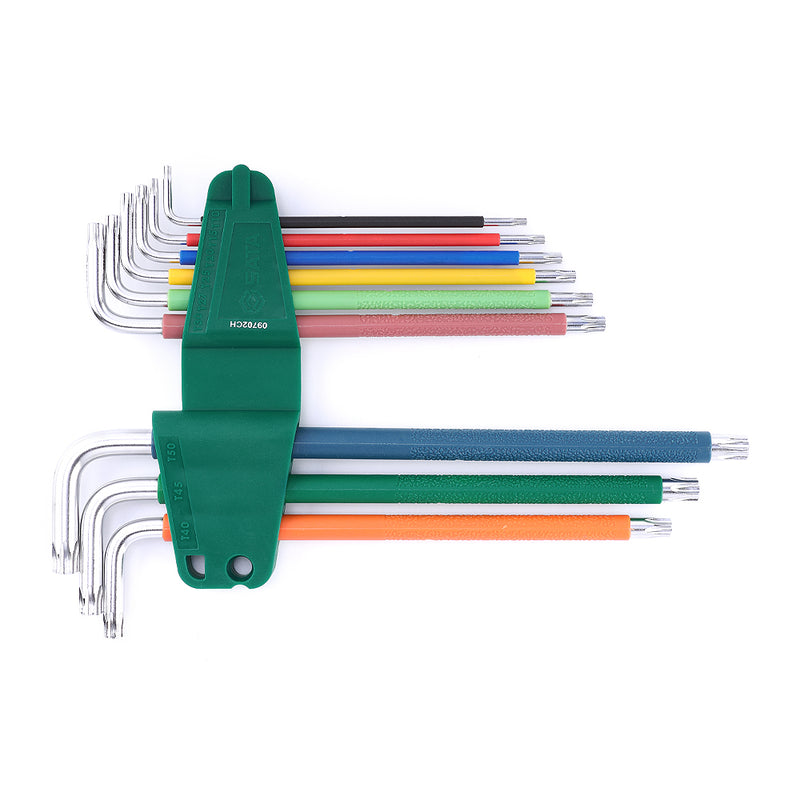 Bộ lục giác đầu sao có lỗ, thân dài, có màu nhận diện 9 chi tiết SATA 09702CH kích thước từ T10 - T50