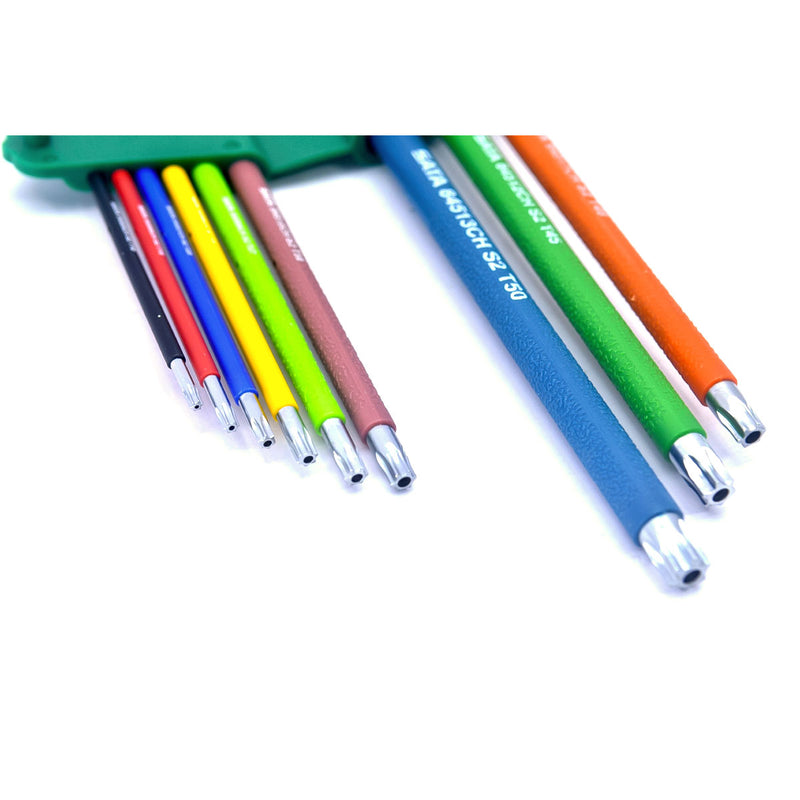 Bộ lục giác đầu sao có lỗ, thân dài, có màu nhận diện 9 chi tiết SATA 09702CH kích thước từ T10 - T50
