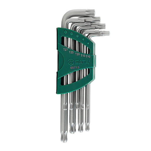 Bộ lục giác sao đầu bi thân dài 9 chi tiết SATA 09715 T10-T50 | Đầu bi, thép S2, mạ Crom