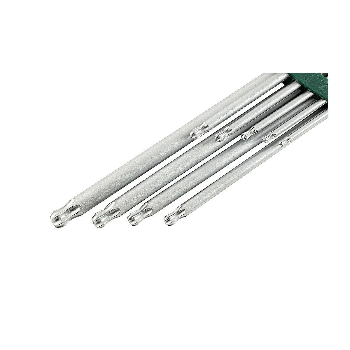 Bộ lục giác sao có đầu bi 9 chi tiết SATA 09716, vật liệu thép S2 mạc chrome mờ, loại siêu dài