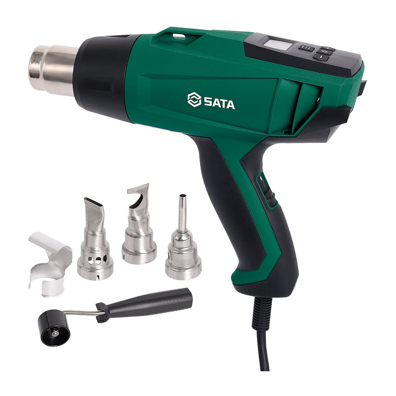 Bộ máy khò nhiệt kỹ thuật số SATA 6 chi tiết 09813A, 2000W, 50-600°C, 250-500 L/phút, màn hình LCD.