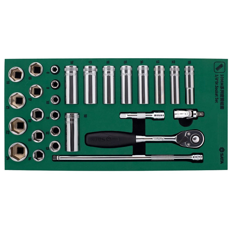 Bộ khay đầu tuýp 33 chi tiết SATA 09902 cốt 3/8 inch