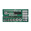 Bộ khay đầu tuýp SATA 09903 27 chi tiết, cốt 1/2 inch, Cr-V, 6 cạnh