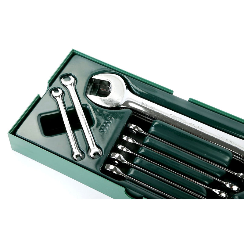 Bộ khay cờ lê hai đầu miệng 10 chi tiết SATA 09904 kích thước từ 6mm - 32mm