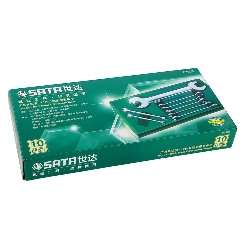 Bộ khay cờ lê hai đầu miệng 10 chi tiết SATA 09904 kích thước từ 6mm - 32mm
