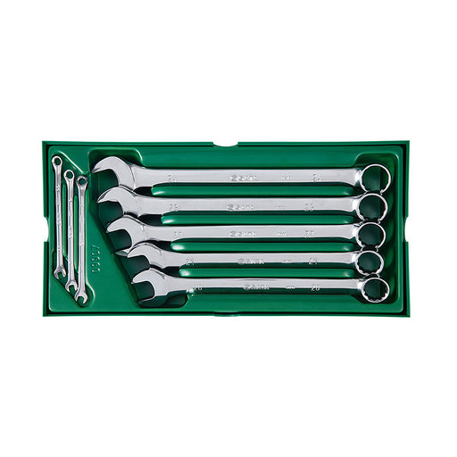 Bộ khay cờ lê vòng miệng hệ mét 8 chi tiết SATA 09907, kích thước 5.5mm - 24mm, thép Cr-V, mạ chrome.