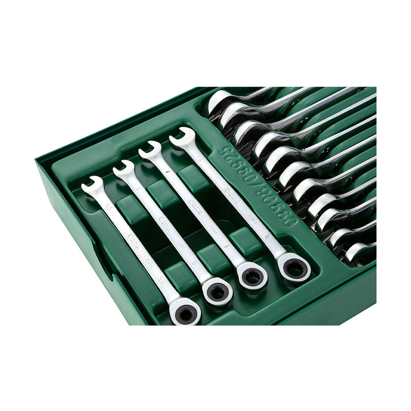 Bộ khay cờ lê vòng miệng tự động, hệ mét, 19 chi tiết SATA 09908 kích thước từ 5.5mm - 27mm
