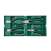Bộ khay kìm 4 chi tiết SATA 09912 thép Cr-V, tay cầm TPE chống trượt