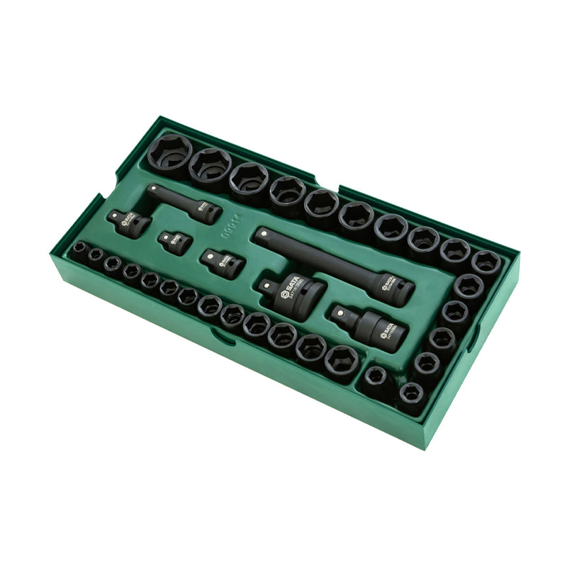 Bộ khay đầu tuýp 36 chi tiết SATA 09914 cốt 1/2 inch và 3/8 inch