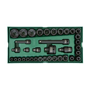Bộ khay 36 chi tiết đầu tuýp 1/2 inch và 3/8 inch SATA 09914 6 cạnh.