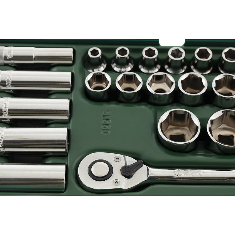 Bộ khay đầu tuýp và cần siết tự động 26 chi tiết SATA 09915 cốt 1/2 inch