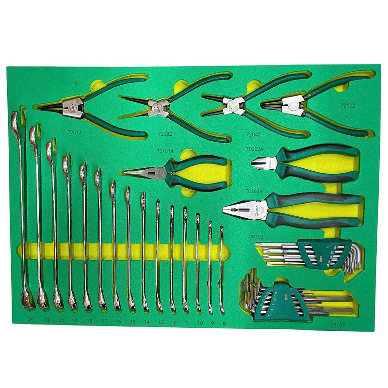 Bộ 2 khay dụng cụ tổng hợp, chuyên bảo trì xe ô tô cơ bản, 121 chi tiết SATA 09922