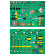 Bộ 2 khay dụng cụ SATA 09922: 121 chi tiết bảo trì xe ô tô, thép Cr-V, khay EVA, 5S.