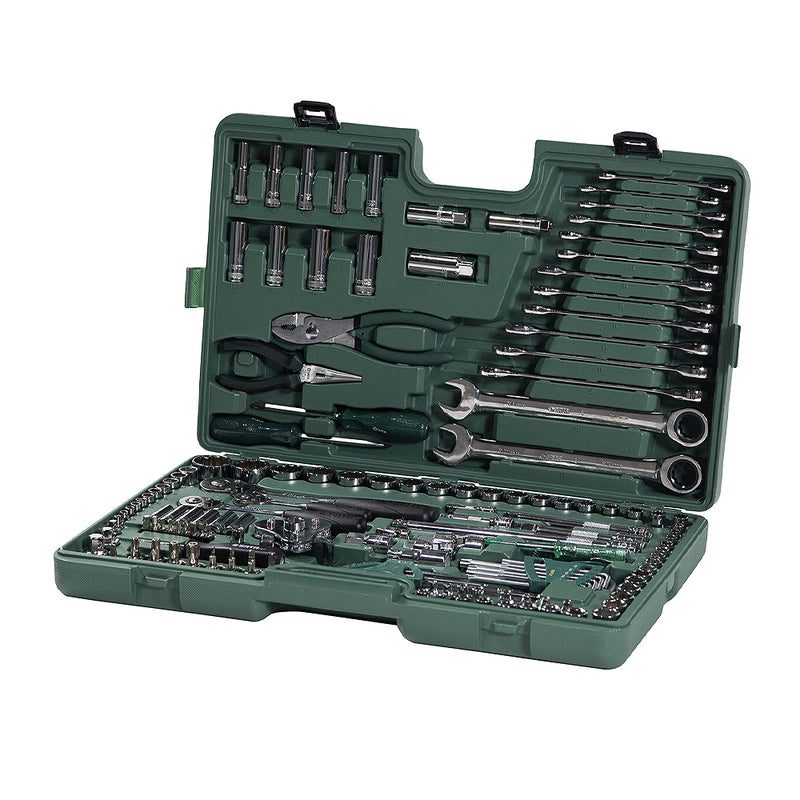 Bộ dụng cụ cầm tay 160 chi tiết SATA 09941 cho ô tô, thép Cr-V, mạ chrome, hộp nhựa chuyên dụng, sửa chữa, bảo trì.