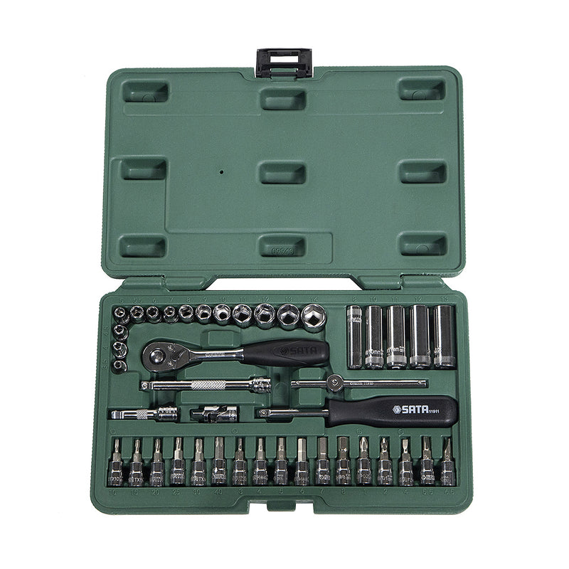 Bộ đầu tuýp kèm cần siết 42 chi tiết SATA 09943 cốt 1/4 inch.