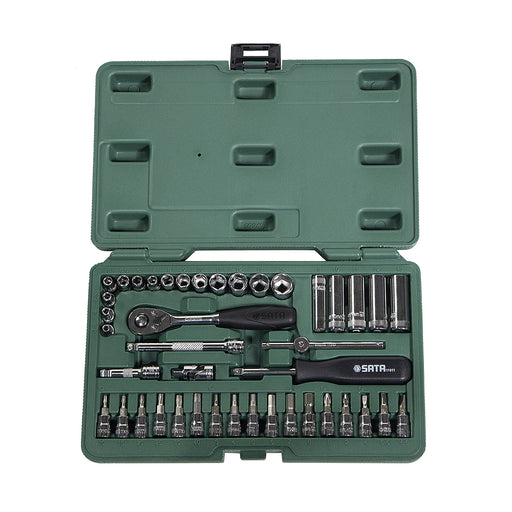 Bộ đầu tuýp kèm cần siết 42 chi tiết SATA 09943 cốt 1/4 inch.