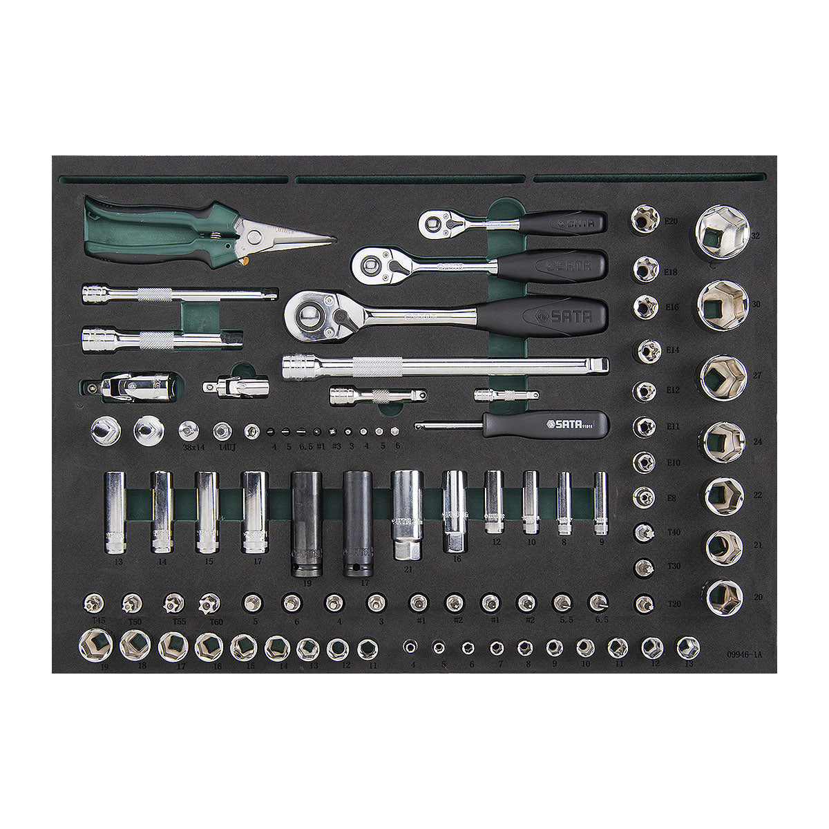 Bộ xe đẩy chứa dụng cụ sửa chữa Ô tô SATA 09946, 6 ngăn chứa, tổng 188 chi tiết