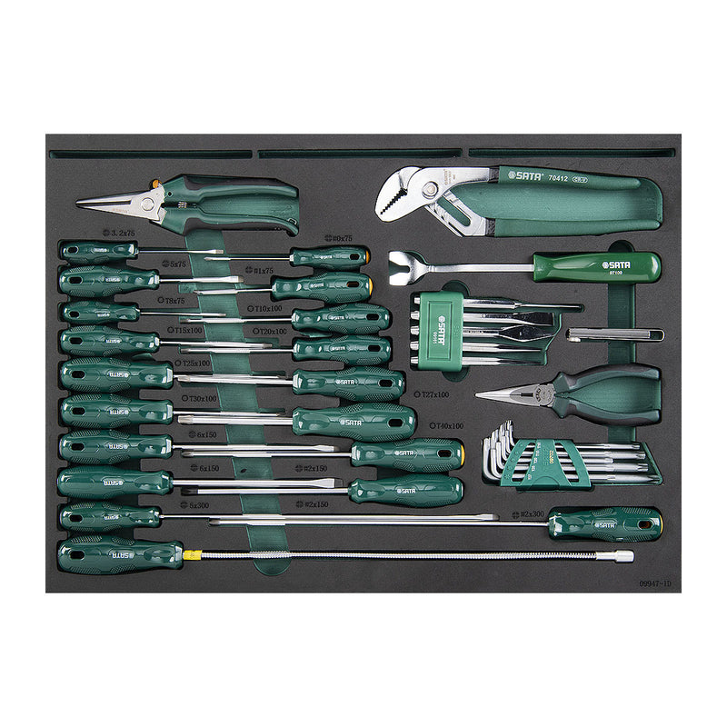 Bộ xe đẩy chứa dụng cụ sửa chữa Ô tô SATA 09947, 6 ngăn chứa, tổng 239 chi tiết
