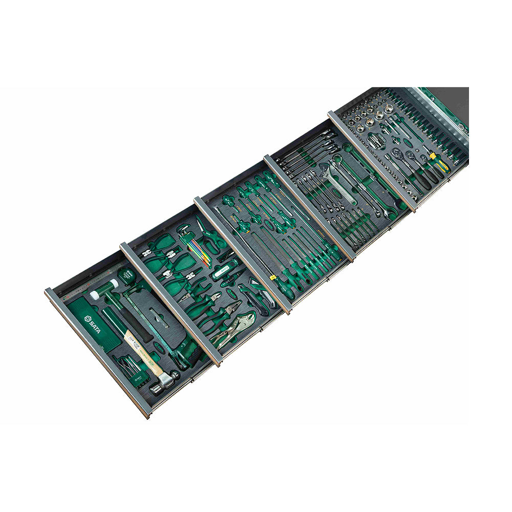Bộ 5 khay dụng cụ tổng hợp, kèm tủ 5 ngăn kéo 176 chi tiết SATA 09951