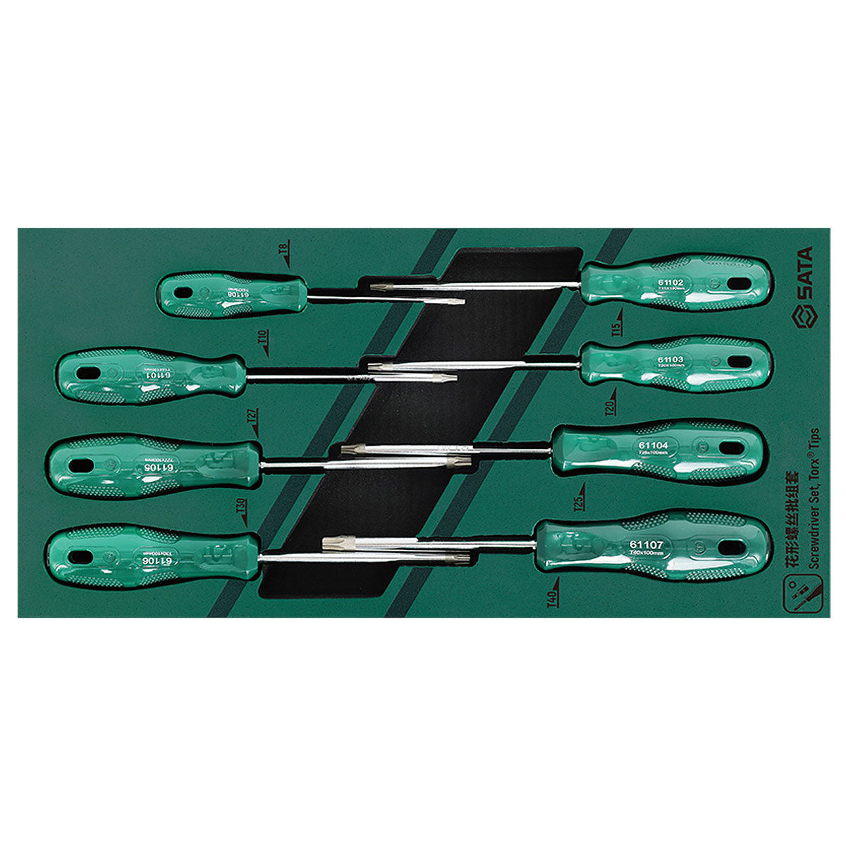 Bộ tua vít đầu sao 8 chi tiết SATA 09955A kích thước từ T8 - T40