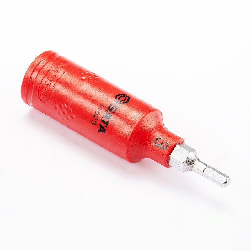 Mũi vặn vít đầu lục giác SATA cách điện 1000V, cốt 1/4 inch, thép S2 mạ Chrome.