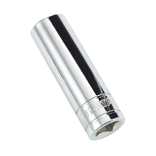 Đầu tuýp 6 cạnh lòng sâu SATA cốt 3/8 inch, hệ inch, thép Cr-V, mạ Chrome sáng bóng.