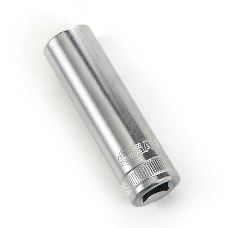 Đầu tuýp 6 cạnh SATA 3/8 inch dài 63.5mm, thép Cr-V, xi mạ chrome, kích thước 8-22mm.