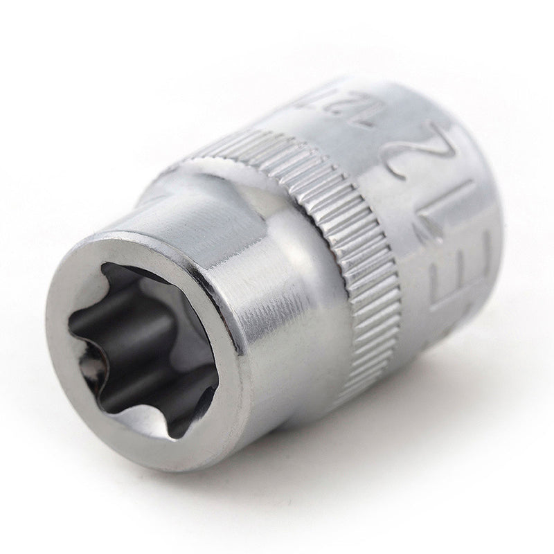 Đầu tuýp chuyên mở bu lông đầu sao ngoài E-Torx SATA cốt 3/8 inch, Cr-V, mạ Chrome.
