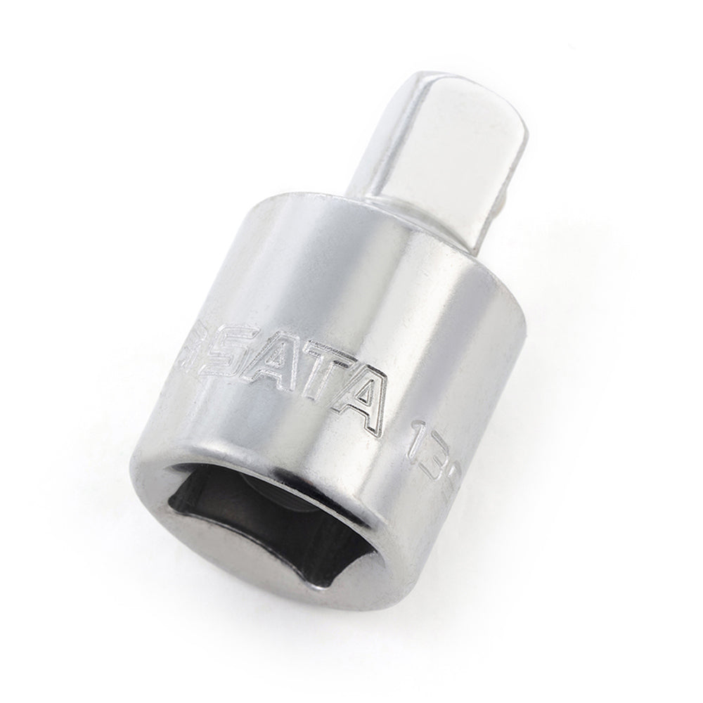 Đầu tuýp chuyển đổi cốt SATA 13913: 1/2 inch sang 3/8 inch, thép Cr-V, mạ Chrome sáng bóng, bi giữ đầu khẩu, 56mm