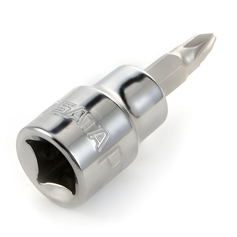 Mũi vặn vít đầu Pozi SATA 3/8 inch: Chất liệu thép S2, mạ Chrome, bền bỉ, chống gỉ.