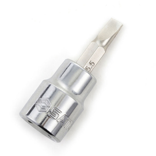 Mũi vặn vít đầu dẹp SATA 3/8 inch cốt siết bu lông 5.5mm, thép S2 cao cấp, mạ Chrome.