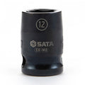 Đầu tuýp 6 cạnh ngắn SATA cốt 3/8 inch Cr-Mo, đen phosphate, chịu lực va đập mạnh, gia công chuẩn xác.