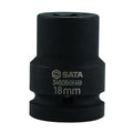 Đầu tuýp 6 cạnh SATA 18mm cốt 3/4 inch, thép Cr-Mo, rèn nguội, đen phosphate