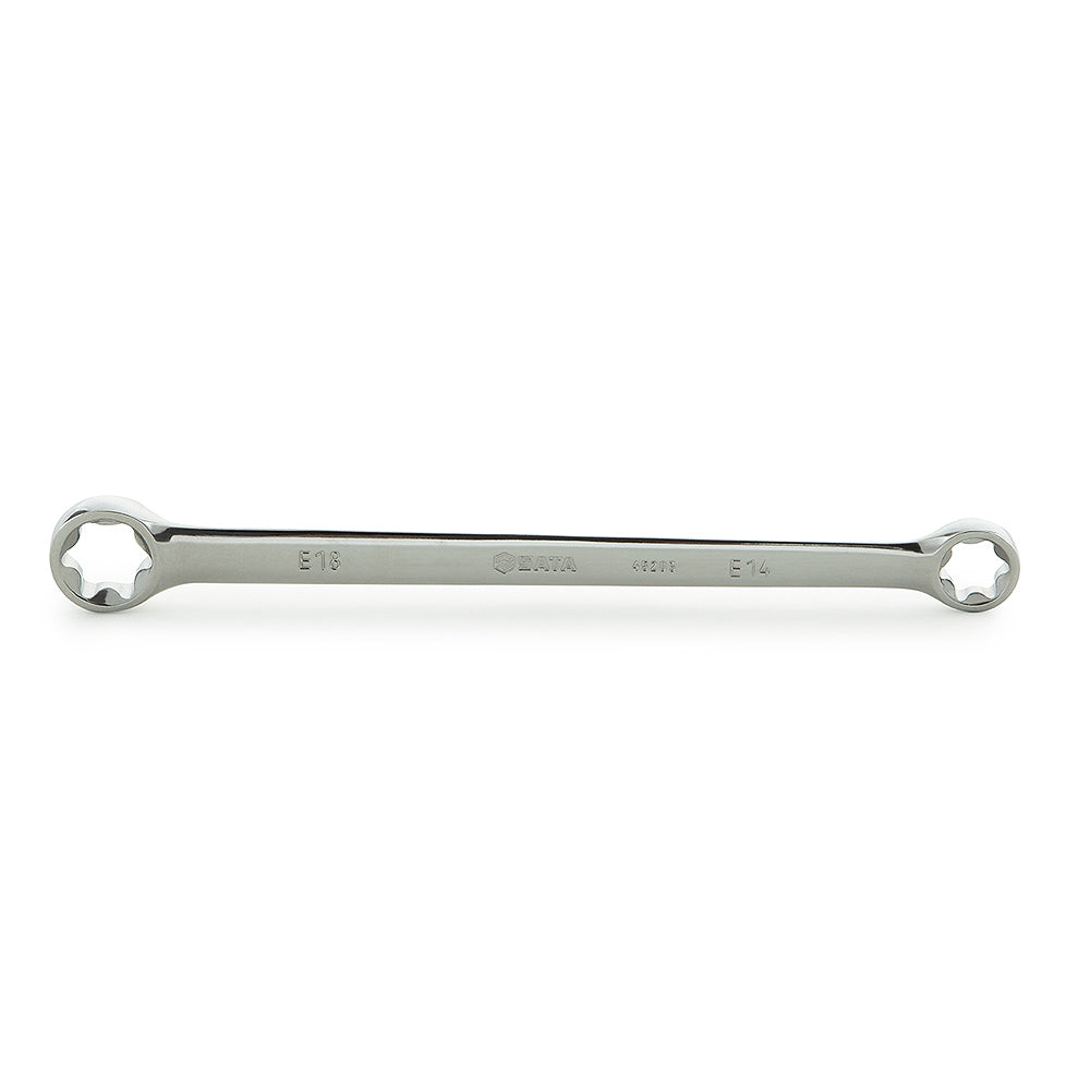 Cờ lê chuyên dụng 2 đầu sao Torx ngoài SATA E14 x E18, thép Cr-V, chrome bóng.