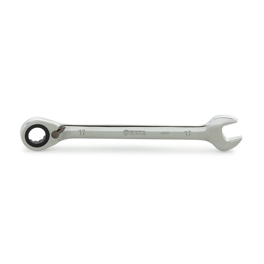 Cờ lê vòng miệng tự động có cần gạt đảo chiều SATA 17mm, thép Cr-V mạ chrome 46610