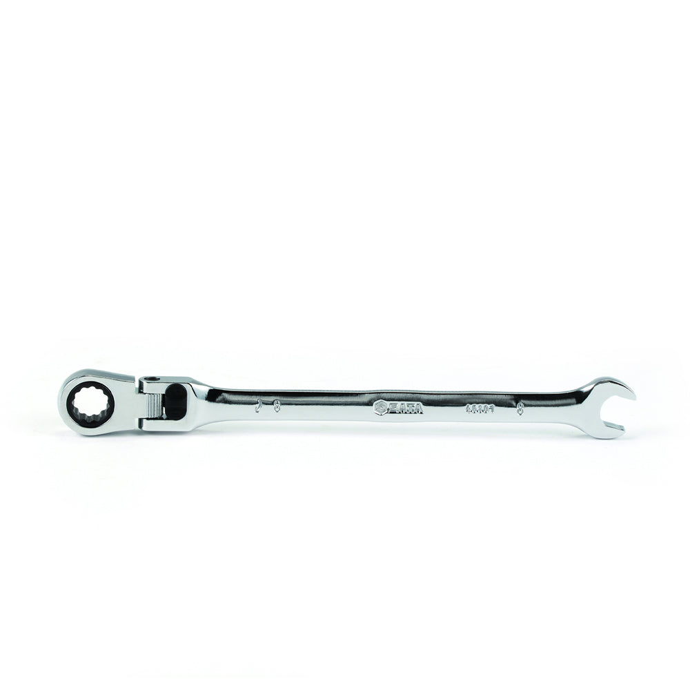 Cờ lê vòng miệng SATA 46803 đầu lắc léo 10mm có chốt khóa, thép Cr-V, mạ chrome bóng, cơ chế bánh cóc 72 răng.