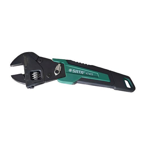 Mỏ lết tự động SATA 47403 205mm có cơ chế bánh cóc, hàm HEX, tay cầm bản rộng.