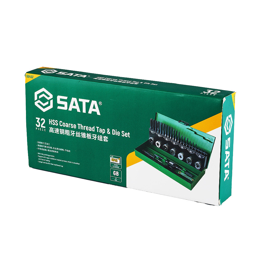 Bộ mũi taro ren trong và ren ngoài thô, hệ mét, 32 chi tiết SATA 50452 kích thước từ M3 - M12
