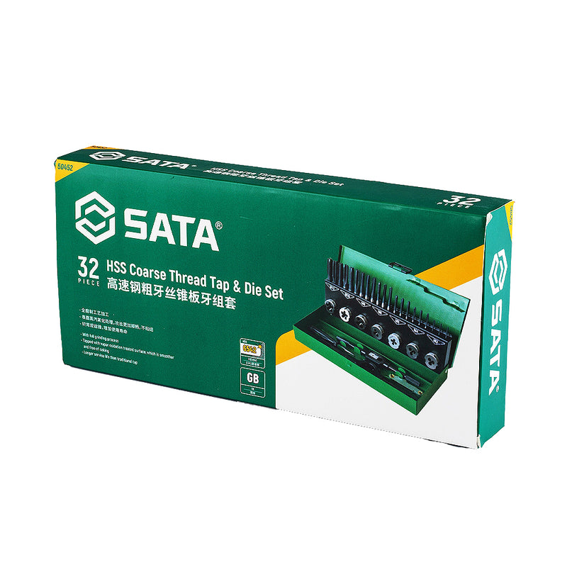 Bộ mũi taro ren trong và ren ngoài thô, hệ mét, 32 chi tiết SATA 50452 kích thước từ M3 - M12