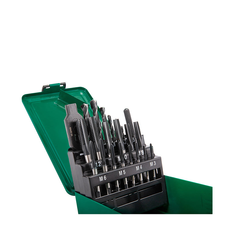 Bộ mũi khoan kim loại HSS, kèm mũi taro ren thô, 22 chi tiết SATA 50454