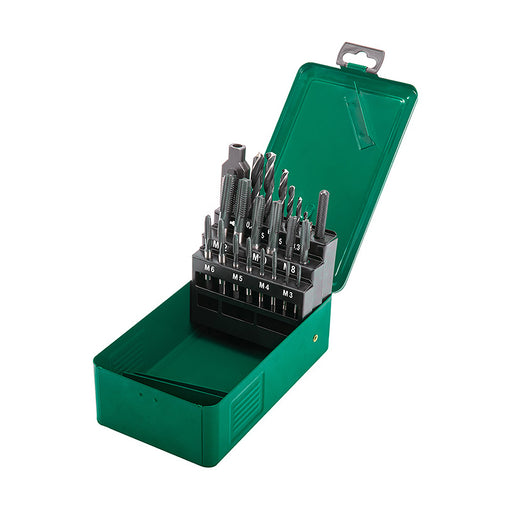 Bộ mũi khoan kim loại HSS và taro ren thô SATA 50454, 22 chi tiết, ren M3-M12, HSS 6542.