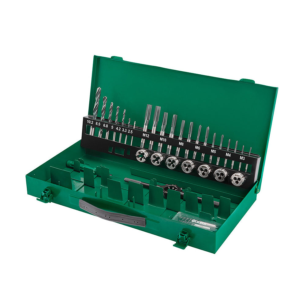 Bộ mũi khoan taro ren SATA 37 chi tiết HSS 50455 tạo ren, sửa ren kim loại