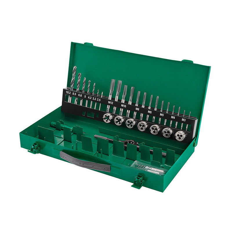 Bộ mũi khoan taro ren SATA 37 chi tiết HSS 50455 tạo ren, sửa ren kim loại